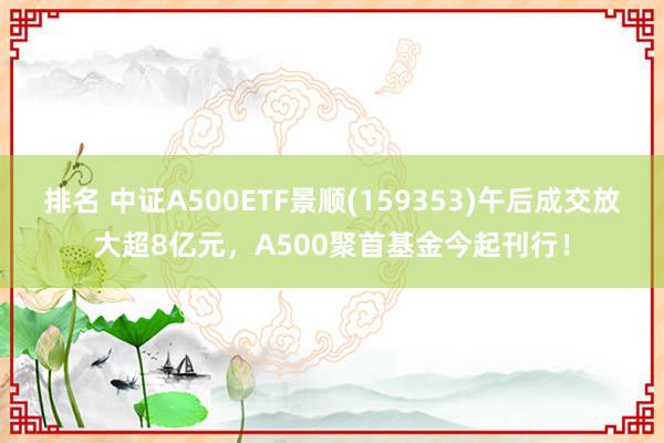 排名 中证A500ETF景顺(159353)午后成交放大超8亿元，A500聚首基金今起刊行！