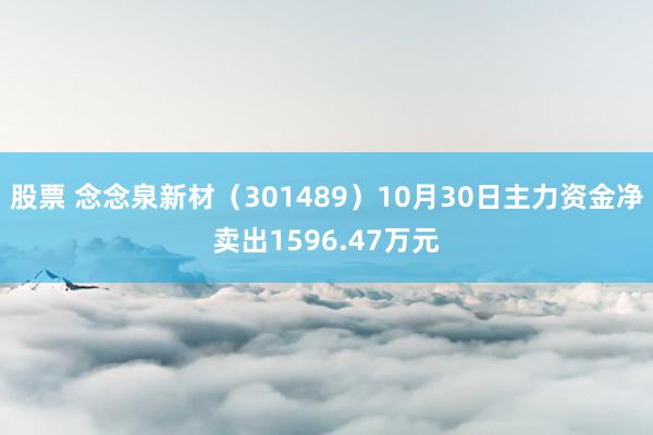 股票 念念泉新材（301489）10月30日主力资金净卖出1596.47万元