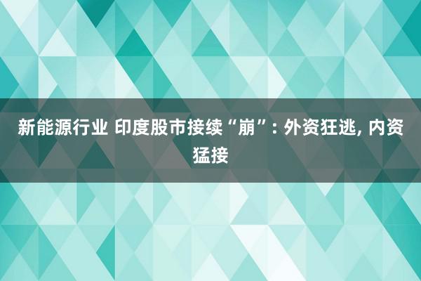 新能源行业 印度股市接续“崩”: 外资狂逃, 内资猛接