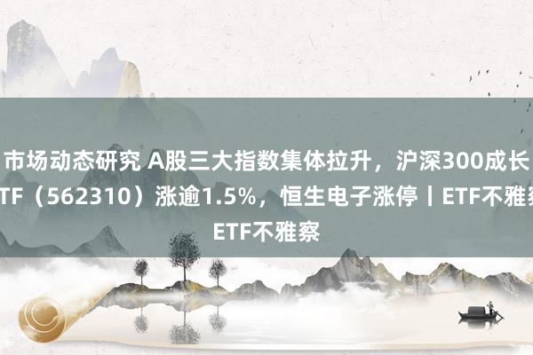 市场动态研究 A股三大指数集体拉升，沪深300成长ETF（562310）涨逾1.5%，恒生电子涨停丨ETF不雅察