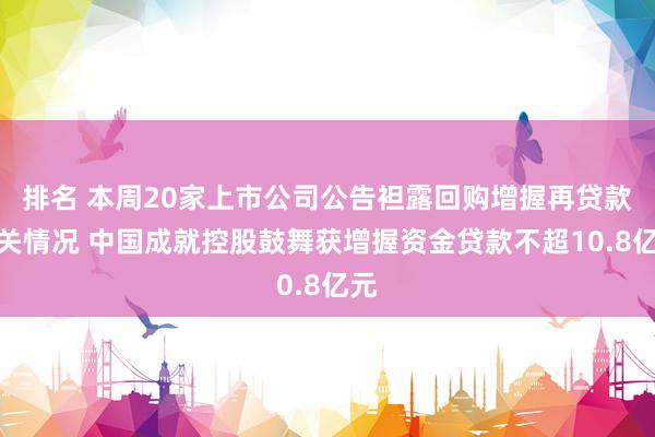 排名 本周20家上市公司公告袒露回购增握再贷款相关情况 中国成就控股鼓舞获增握资金贷款不超10.8亿元