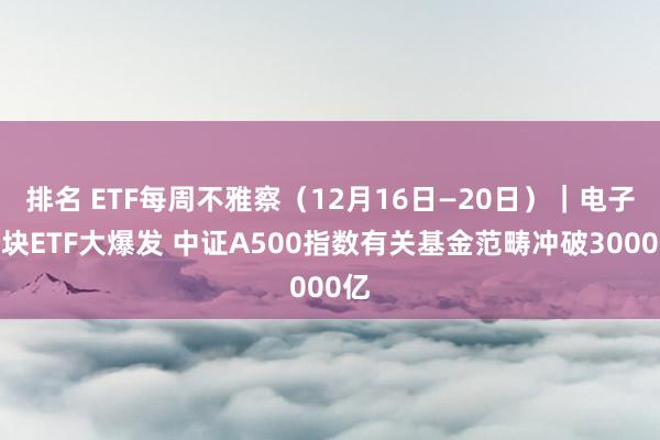 排名 ETF每周不雅察（12月16日—20日）｜电子板块ETF大爆发 中证A500指数有关基金范畴冲破3000亿