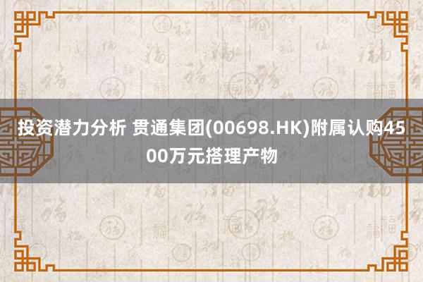 投资潜力分析 贯通集团(00698.HK)附属认购4500万元搭理产物