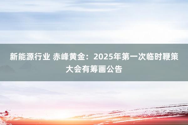 新能源行业 赤峰黄金：2025年第一次临时鞭策大会有筹画公告