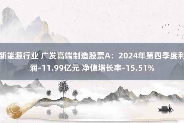 新能源行业 广发高端制造股票A：2024年第四季度利润-11.99亿元 净值增长率-15.51%