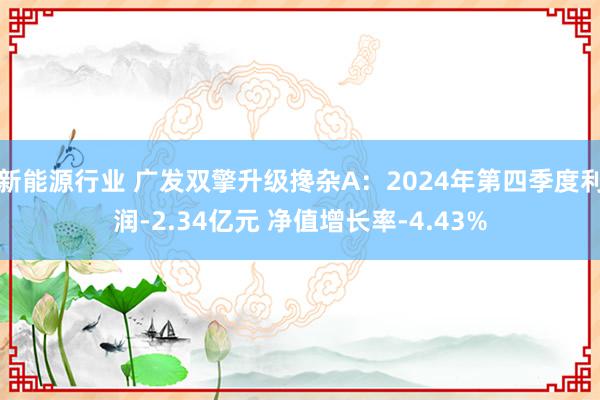 新能源行业 广发双擎升级搀杂A：2024年第四季度利润-2.34亿元 净值增长率-4.43%