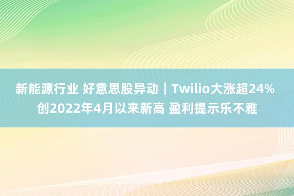 新能源行业 好意思股异动｜Twilio大涨超24% 创2022年4月以来新高 盈利提示乐不雅