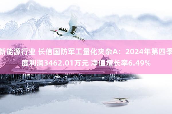 新能源行业 长信国防军工量化夹杂A：2024年第四季度利润3462.01万元 净值增长率6.49%