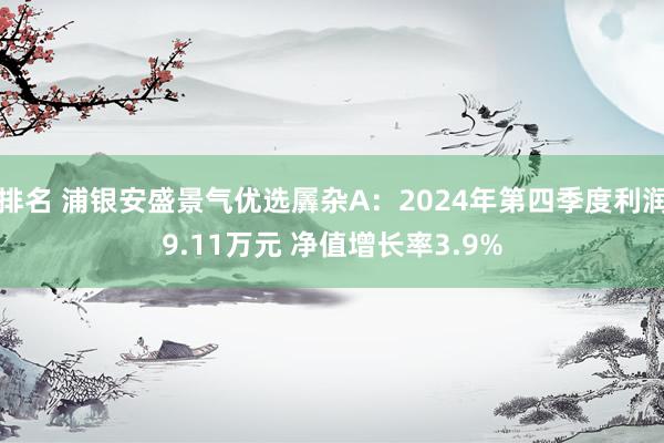 排名 浦银安盛景气优选羼杂A：2024年第四季度利润9.11万元 净值增长率3.9%