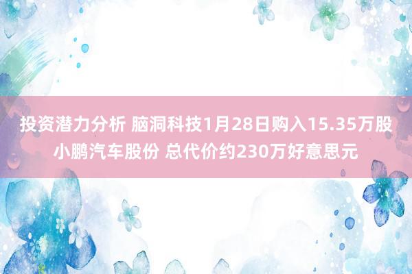 投资潜力分析 脑洞科技1月28日购入15.35万股小鹏汽车股份 总代价约230万好意思元