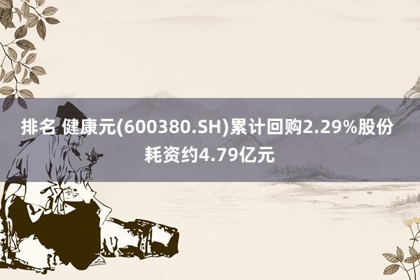 排名 健康元(600380.SH)累计回购2.29%股份 耗资约4.79亿元