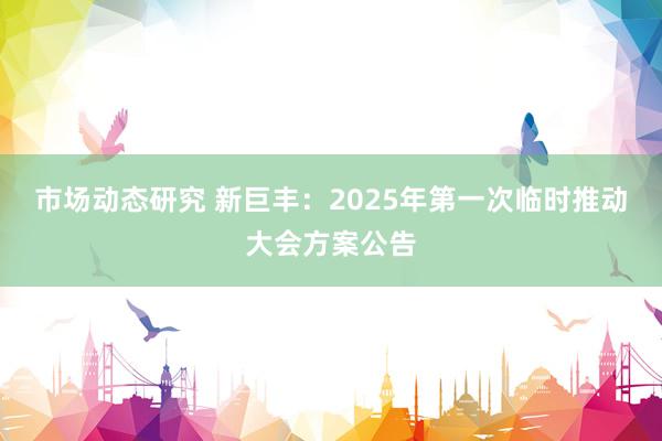 市场动态研究 新巨丰：2025年第一次临时推动大会方案公告