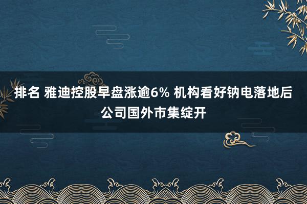 排名 雅迪控股早盘涨逾6% 机构看好钠电落地后公司国外市集绽开