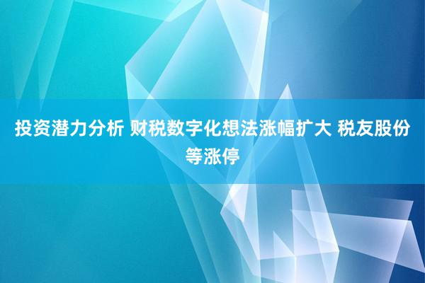 投资潜力分析 财税数字化想法涨幅扩大 税友股份等涨停