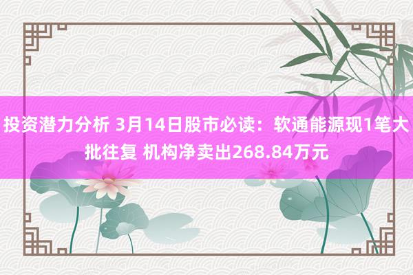 投资潜力分析 3月14日股市必读：软通能源现1笔大批往复 机构净卖出268.84万元