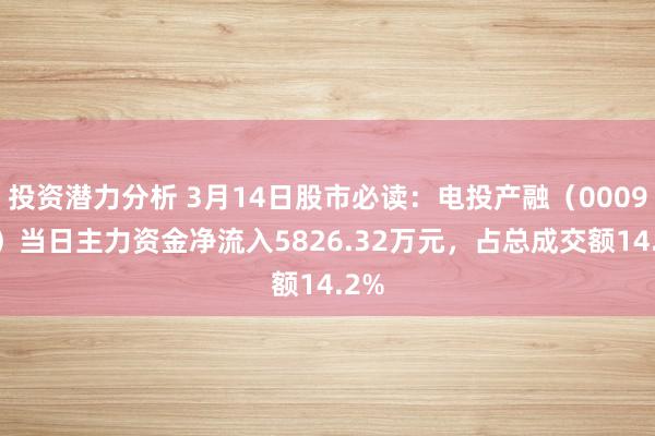 投资潜力分析 3月14日股市必读：电投产融（000958）当日主力资金净流入5826.32万元，占总成交额14.2%