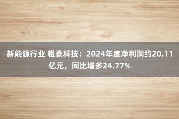 新能源行业 粗豪科技：2024年度净利润约20.11亿元，同比增多24.77%